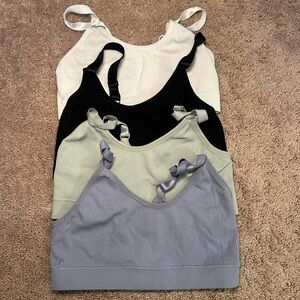 Women’s Sports Bra Set- Gray Blue, Green, Black, Cream